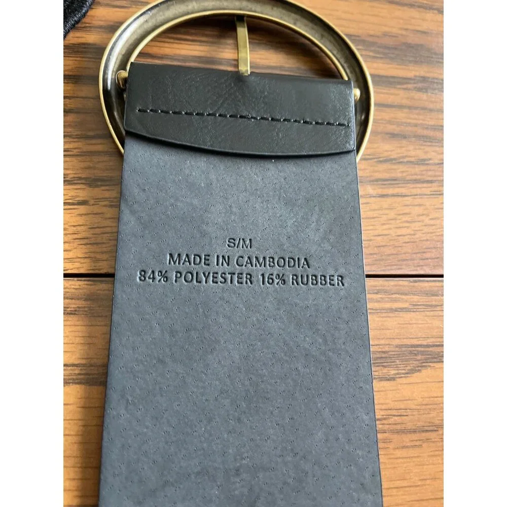 Black stretch belts with gold tone buckles set of two size S/M